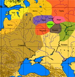 Карта финно-угорских племён до прихода славян
